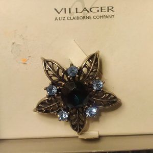 Vintage Star Shaped Brooch Blue & Green